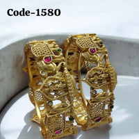Neetu Art Gold Plated Pota Stone Openable Bangle Set
