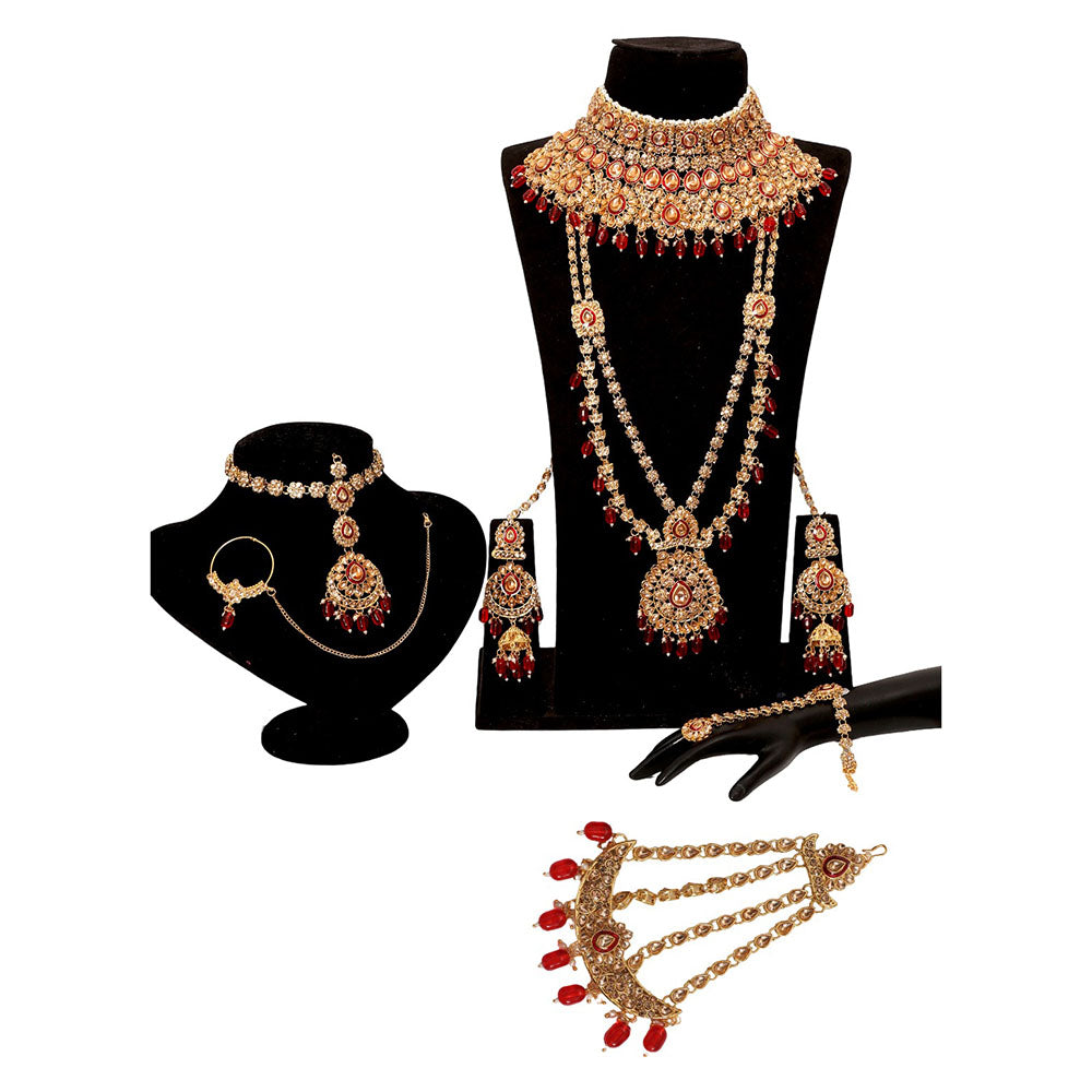 Neetu Art Gold Plated Kundan Stone And Beads Bridal Set