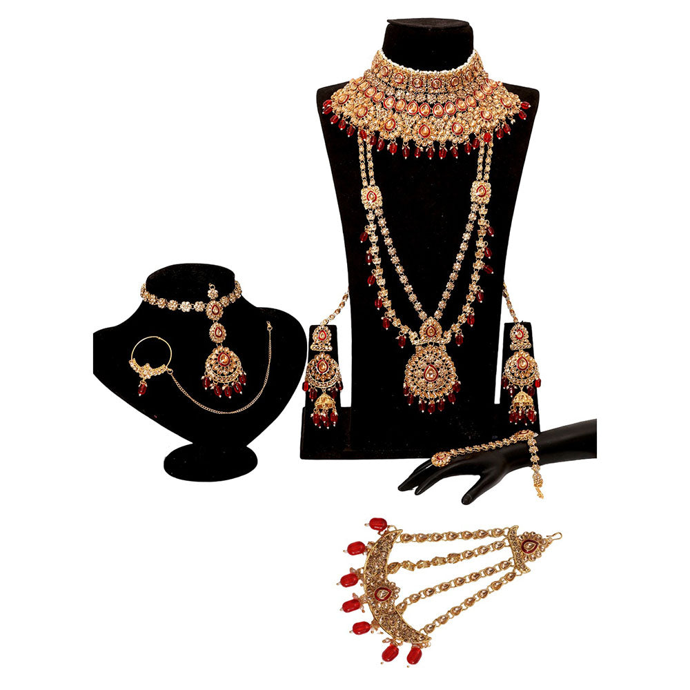 Neetu Art Gold Plated Kundan Stone And Beads Bridal Set
