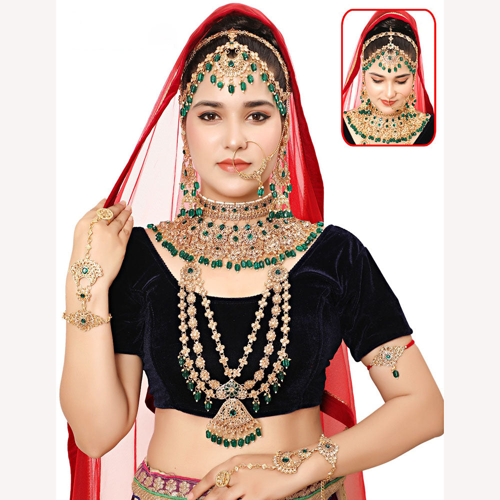 Neetu Art Ethnic Elegance Kundan Stone And Pearl Bridal Set