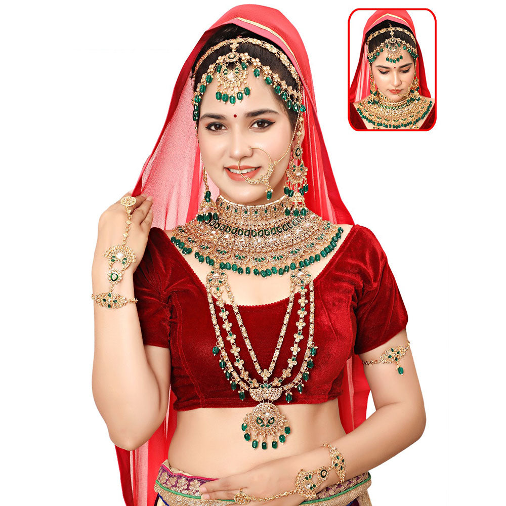 Neetu Art Glamorous Crystal Stone Beads Bridal Jewellery Set