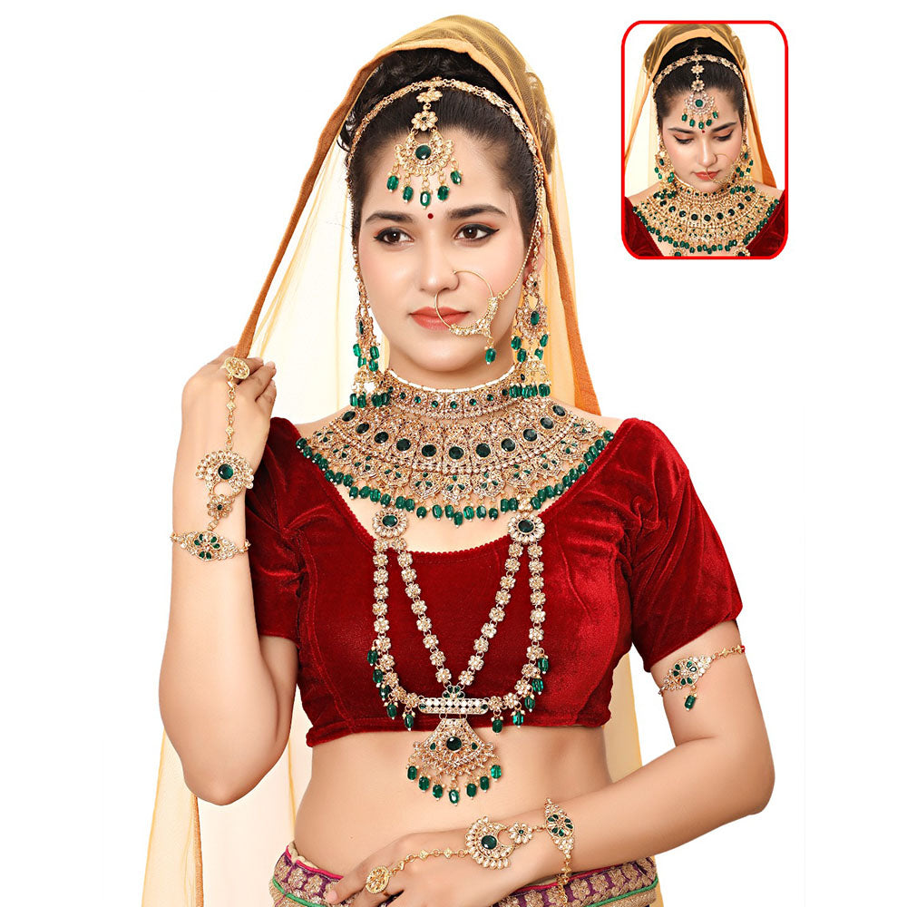 Neetu Art Glamorous Crystal Stone Beads Bridal Jewellery Set