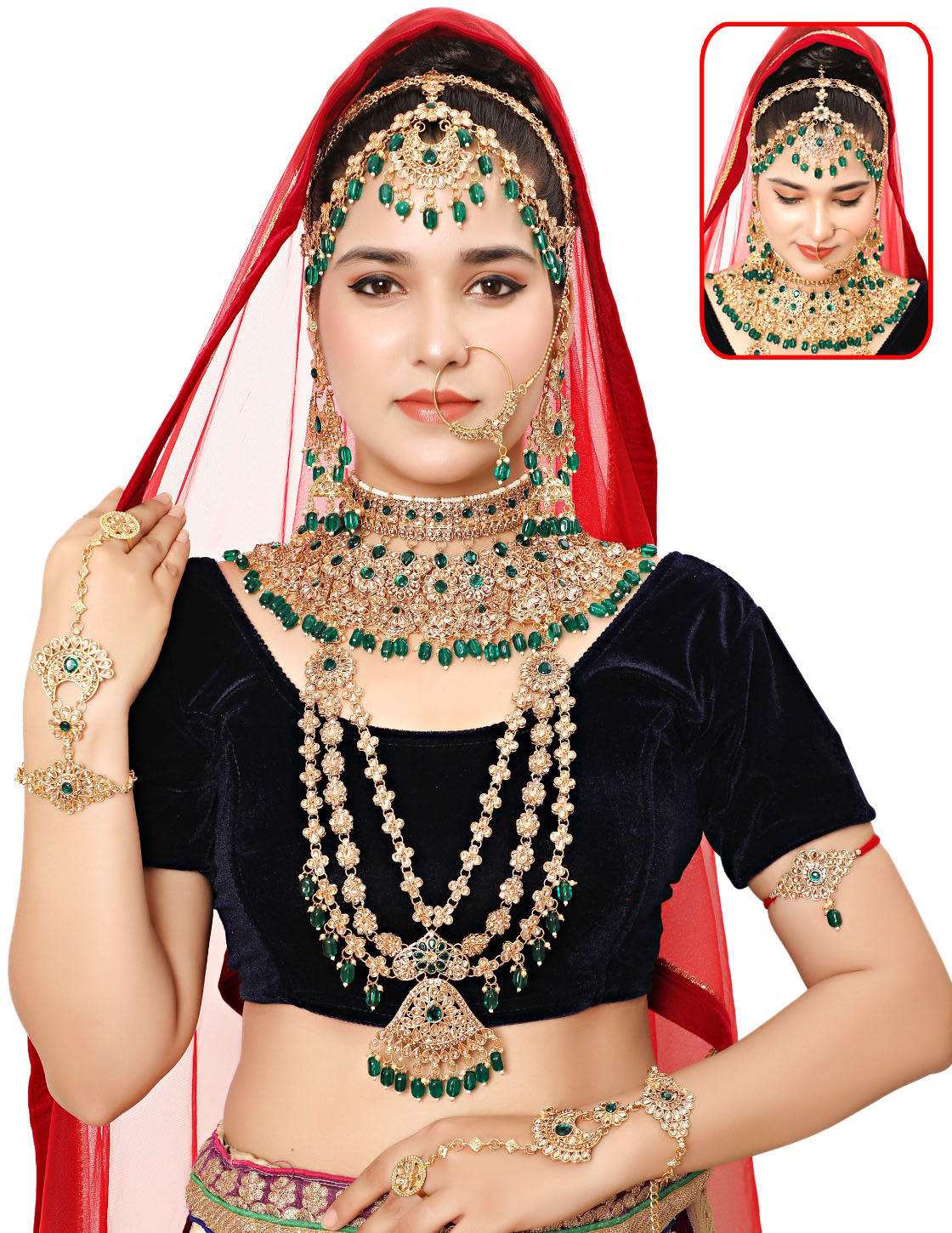Neetu Art Glamorous Crystal Stone Beads Bridal Jewellery Set