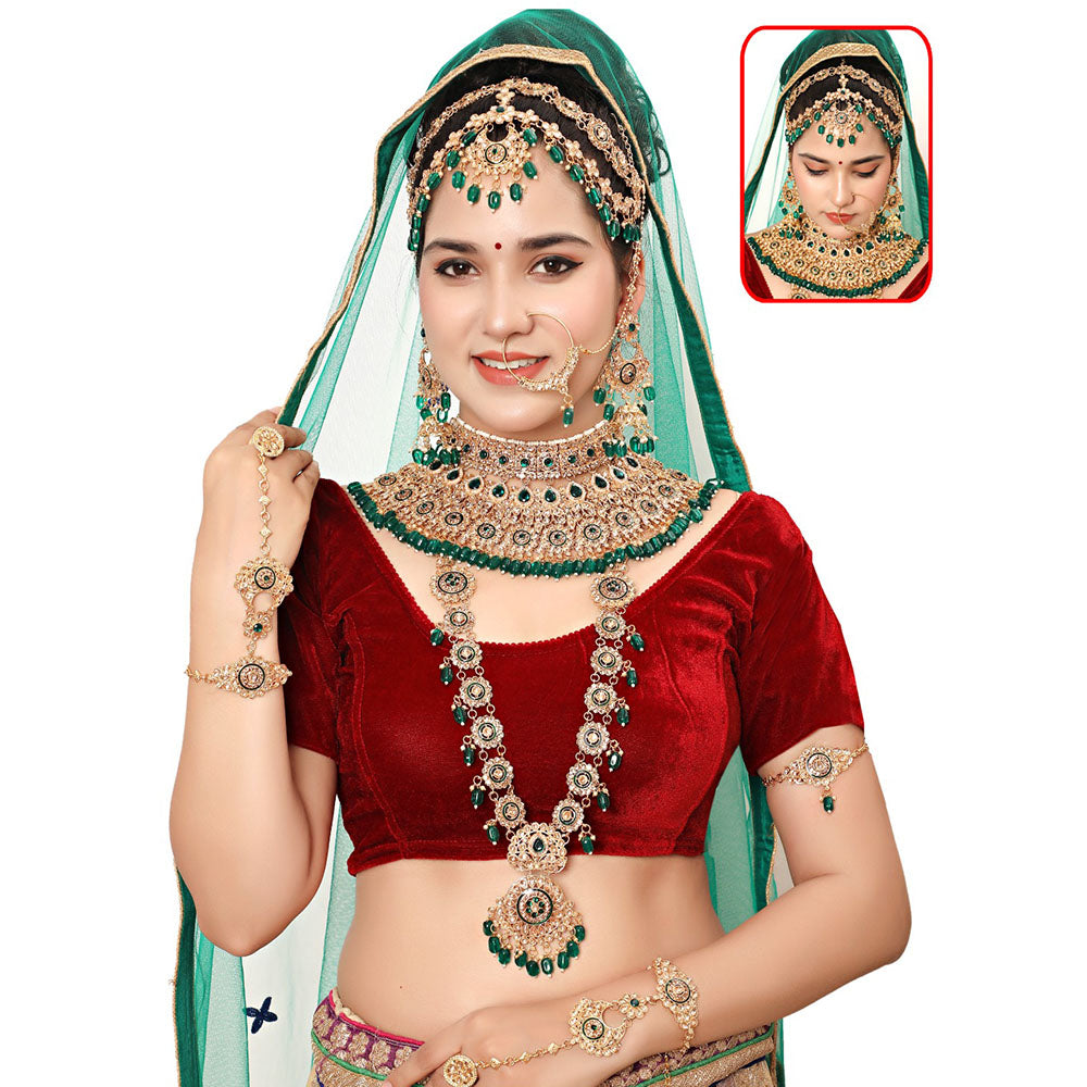 Neetu Art Glamorous Crystal Stone Beads Bridal Jewellery Set