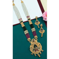 Neetu Art Premium Pota Stone And Pearl Long Necklace Set