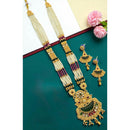 Neetu Art Premium Pota Stone And Pearl Long Necklace Set