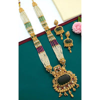 Neetu Art Premium Pota Stone And Pearl Long Necklace Set