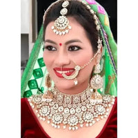Neetu Art Kundan And Meenakari Beads Semi-Bridal Necklace Set