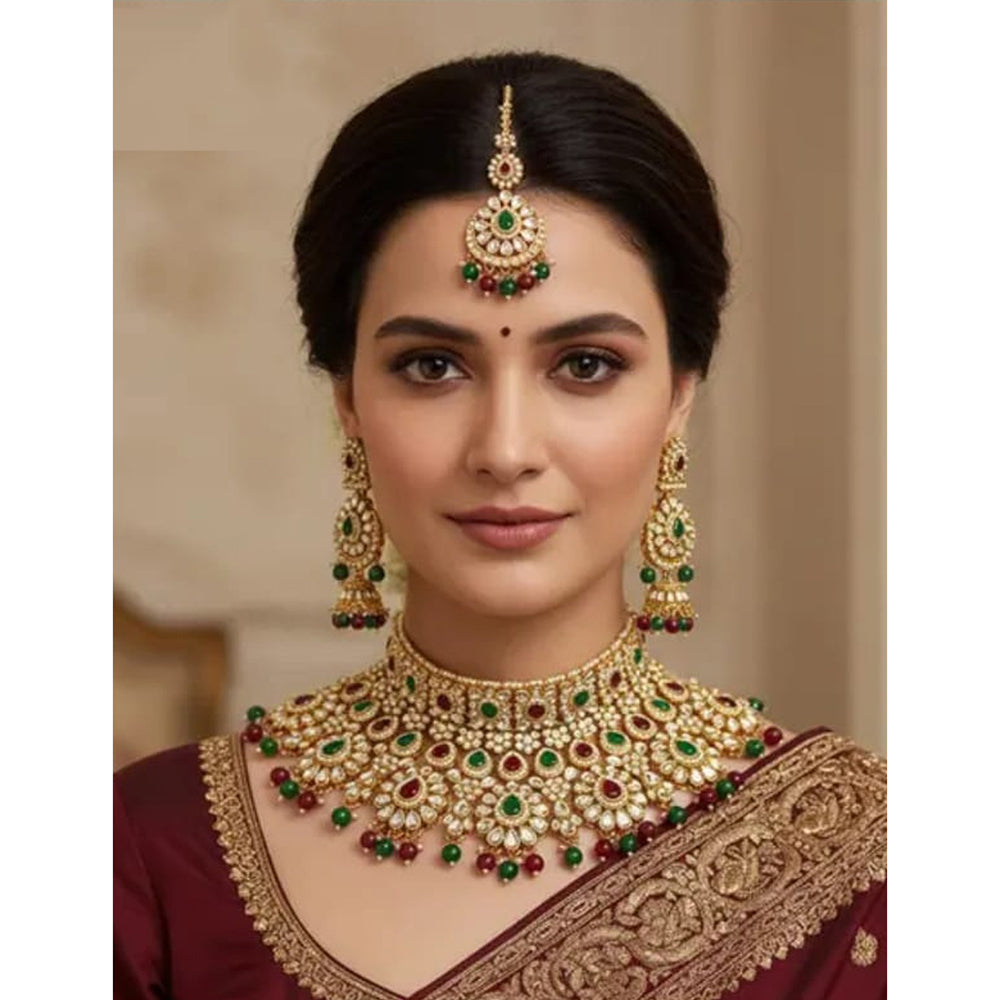 Neetu Art Premium Kundan Stone Beads Designer Choker Necklace Set