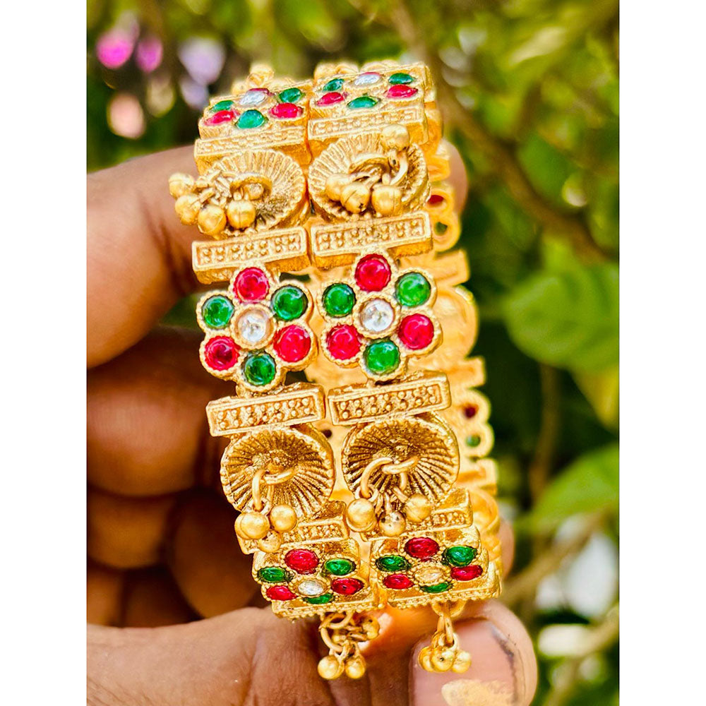 Neetu Art Traditional Pota And Pearl Stone Designer Bangles Set