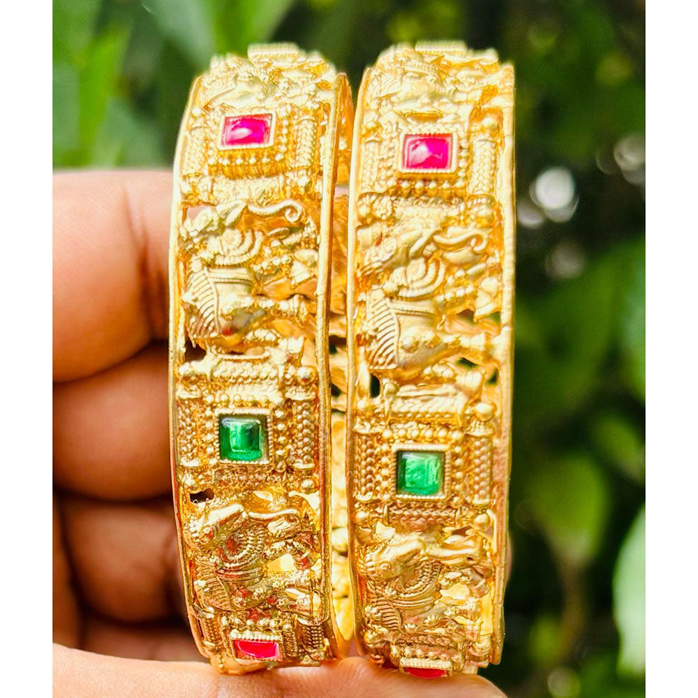 Neetu Art Regal Pota Stone And Elephant Designer Bangles Set