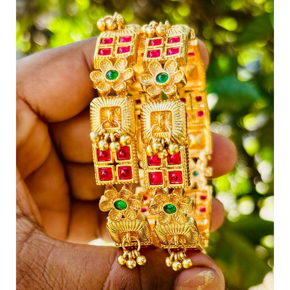 Neetu Art Traditional Pota Stone Pearl Royal Bangles Set