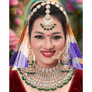 Neetu Art Premium Kundan Stone And Beaded Semi Bridal Necklace Set
