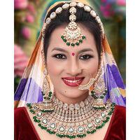 Neetu Art Premium Kundan Stone And Beaded Semi Bridal Necklace Set