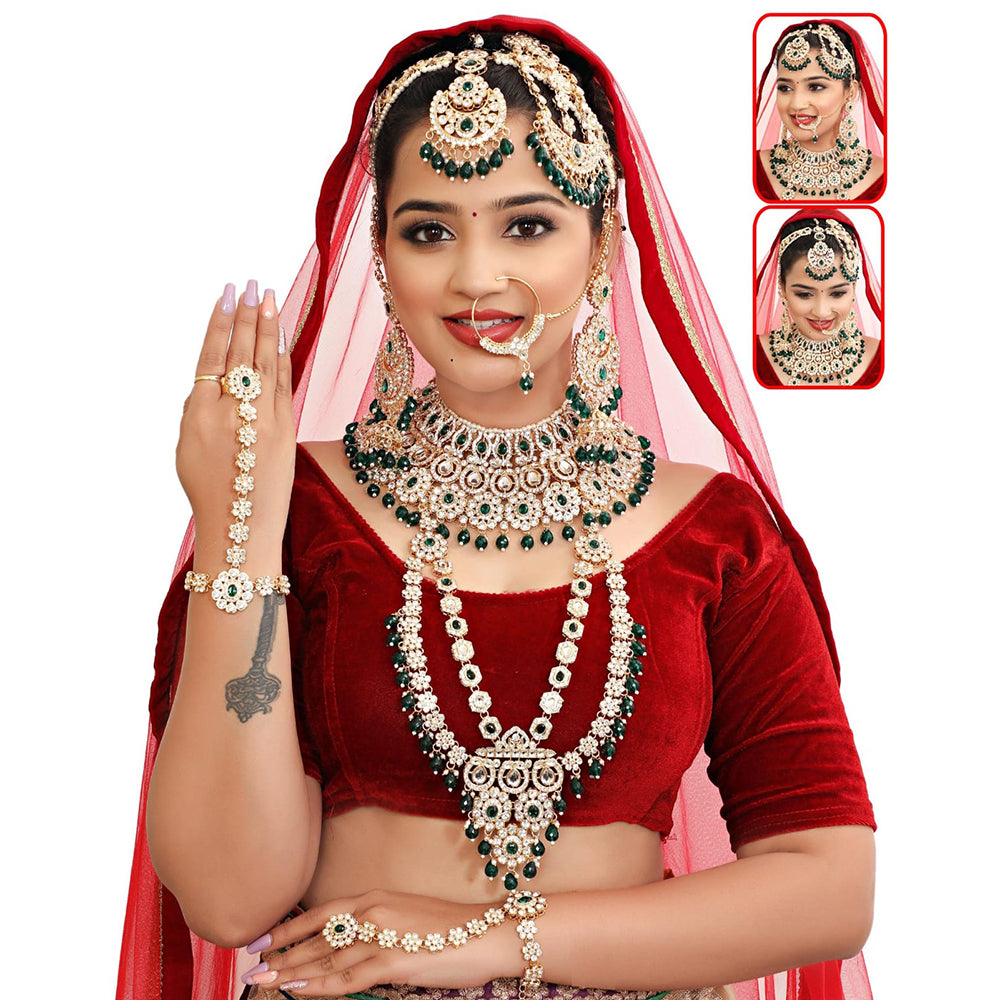Neetu Art Premium Kundan Stone And Beads Wedding Bridal Set