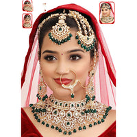 Neetu Art Premium Kundan Stone And Beaded Semi Bridal Necklace Set