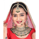 Neetu Art Premium Kundan Stone And Beaded Semi Bridal Necklace Set