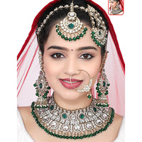 Neetu Art Premium Kundan Stone And Beaded Semi Bridal Necklace Set