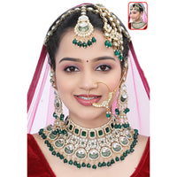 Neetu Art Premium Kundan Stone And Beaded Meenakari Semi Bridal Necklace Set