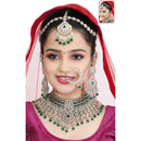 Neetu Art Elegant Kundan Stone And Beads Semi Bridal Necklace Set