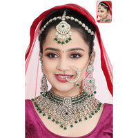 Neetu Art Elegant Kundan Stone And Beads Semi Bridal Necklace Set