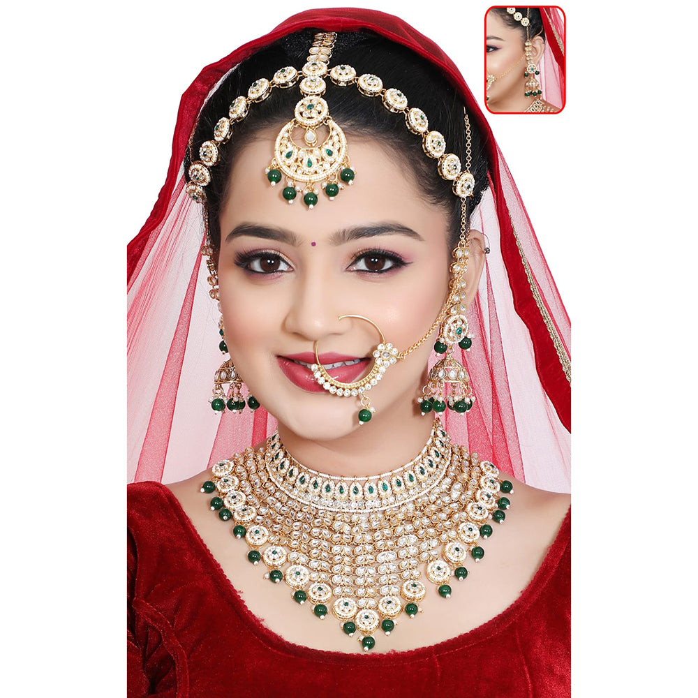 Neetu Art Wedding Wear Kundan Stone Semi Bridal Necklace Set