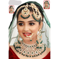 Neetu Art Elegant Kundan Stone And Beads Semi Bridal Necklace Set