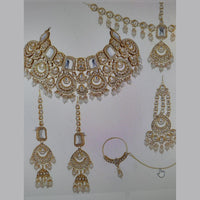 Neetu Art Elegant Kundan Stone And Beads Semi Bridal Necklace Set