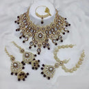 Neetu Art Premium Kundan Stone And Beaded Meenakari Semi Bridal Necklace Set