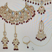 Neetu Art Elegant Kundan Stone And Beads Semi Bridal Necklace Set