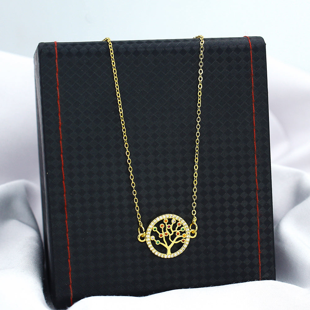Mahavir Gold Plated Austrian Stone Chain Pendant