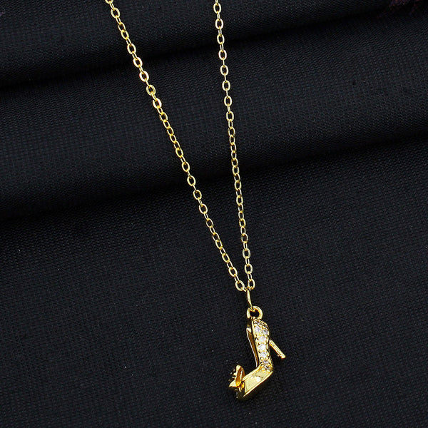 Mahavir Gold Plated Pandora Cinderella Slipper Charm Necklace
