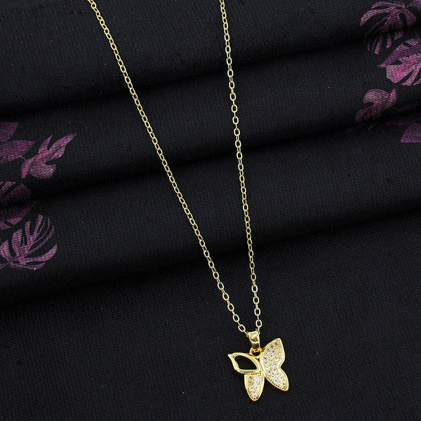 Mahavir Gold Plated Butterfly Austrian Stone Necklace