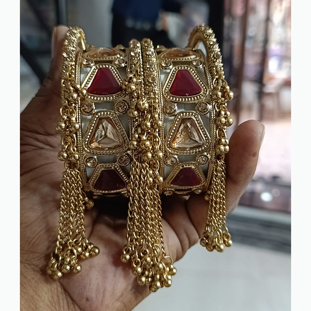 Pratima Jewellery Mart Stylish Pota Stone Ghungroo Bangles Set