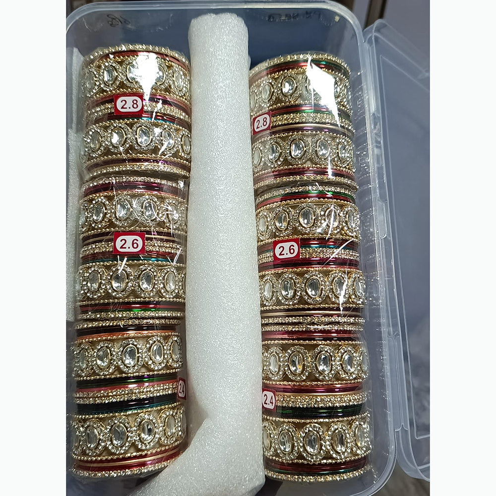 Pratima Jewellery Mart Kundan And Austrian Stone Bangles Set