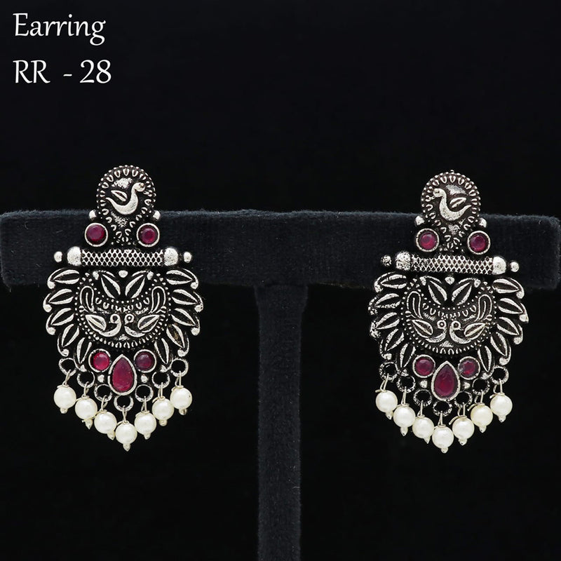 Vinayak Jewellers Oxidised Plated Pota Stone Dangler Earrings