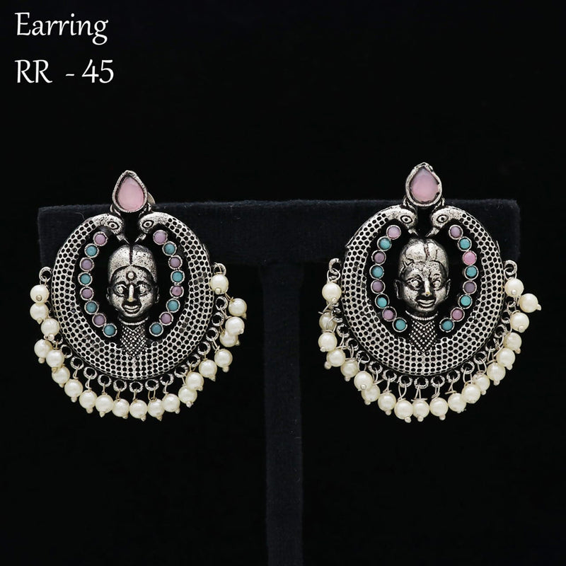 Vinayak Jewellers Oxidised Plated Pota Stone Dangler Earrings