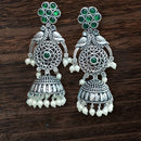 Vinayak Jewellers Classic Oxidised Plated Pota Stone Jhumki Earrings