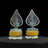 Vinayak Jewellers Timeless Oxidised Plated Pota Stone Dangler Earrings