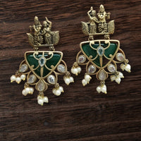 Vinayak Jewellers Minimal Glam Pota Stone And Pearl Dangler Earrings