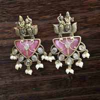 Vinayak Jewellers Minimal Glam Pota Stone And Pearl Dangler Earrings