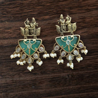 Vinayak Jewellers Minimal Glam Pota Stone And Pearl Dangler Earrings