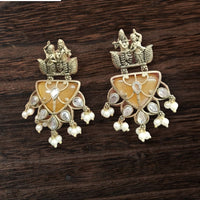 Vinayak Jewellers Minimal Glam Pota Stone And Pearl Dangler Earrings