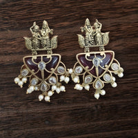 Vinayak Jewellers Minimal Glam Pota Stone And Pearl Dangler Earrings
