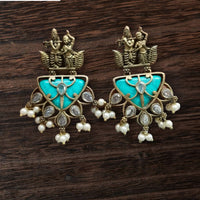 Vinayak Jewellers Minimal Glam Pota Stone And Pearl Dangler Earrings