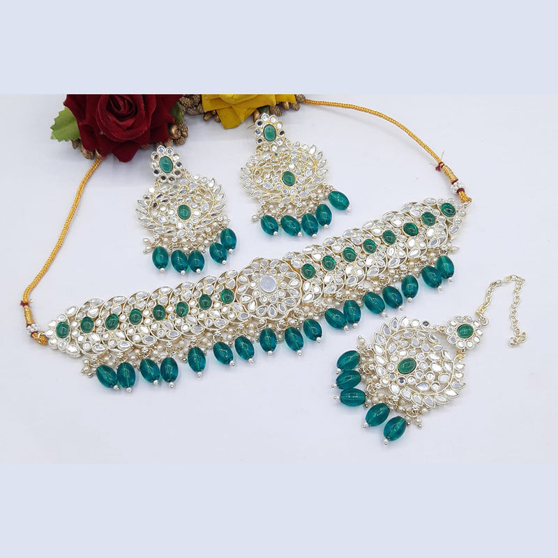 Manisha Jewellery Gold Plated Kundan & Beads Choker Necklace Set