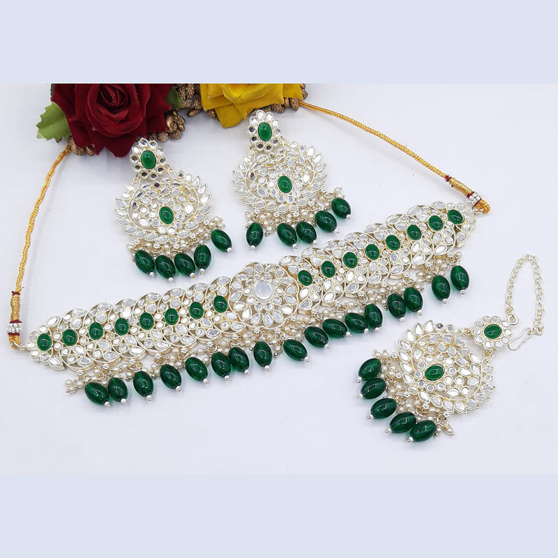 Manisha Jewellery Gold Plated Kundan & Beads Choker Necklace Set