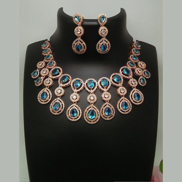 Manisha Jewellery Rose Gold Plated AD Stone Necklace Set