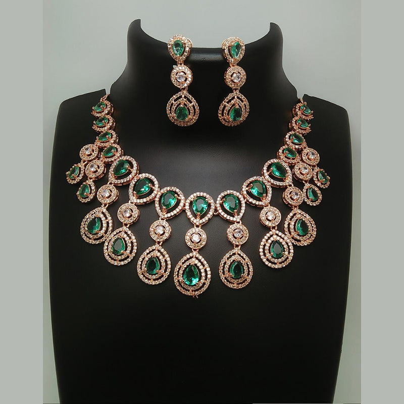 Manisha Jewellery Rose Gold Plated AD Stone Necklace Set