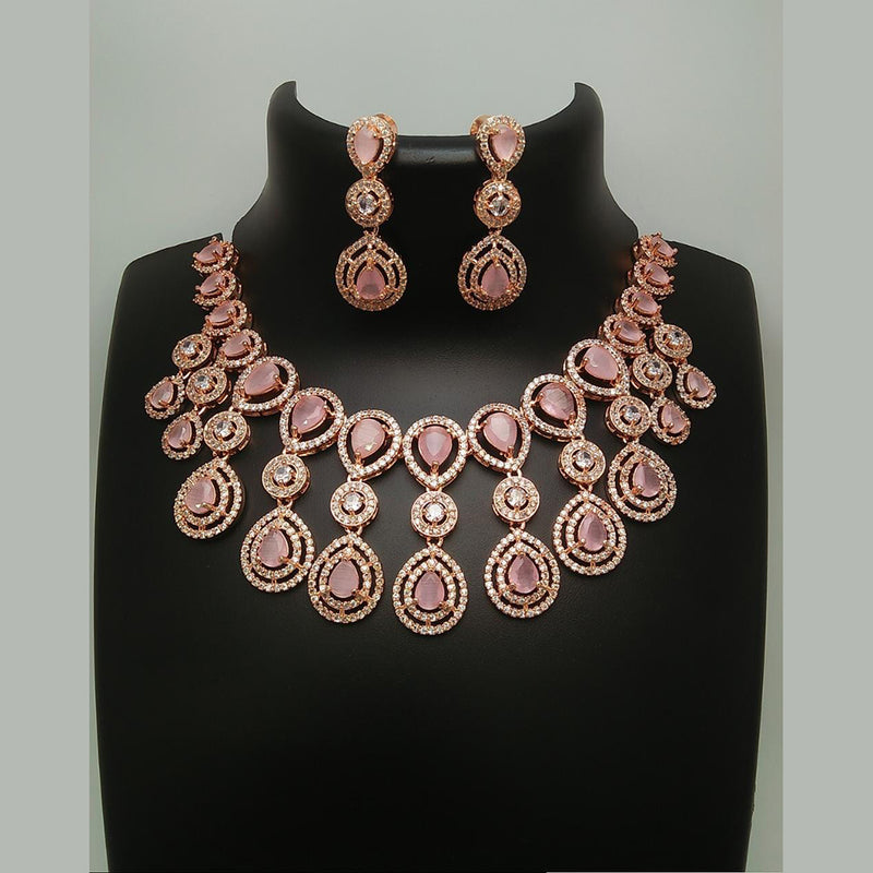 Manisha Jewellery Rose Gold Plated AD Stone Necklace Set